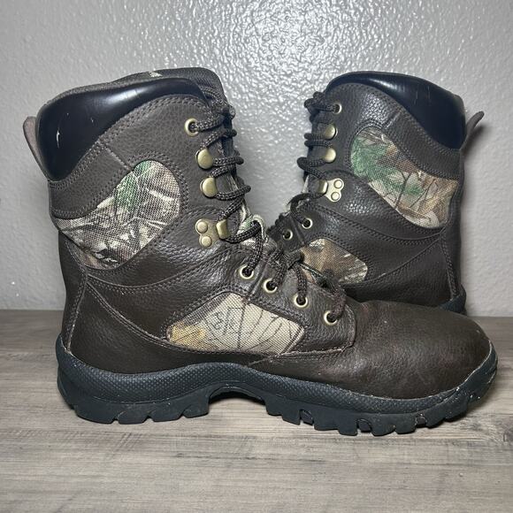 Game Winner Mens Waterproof Hunting Boots Leather / Camo Lace Up Size 10.5 - Picture 6 of 10